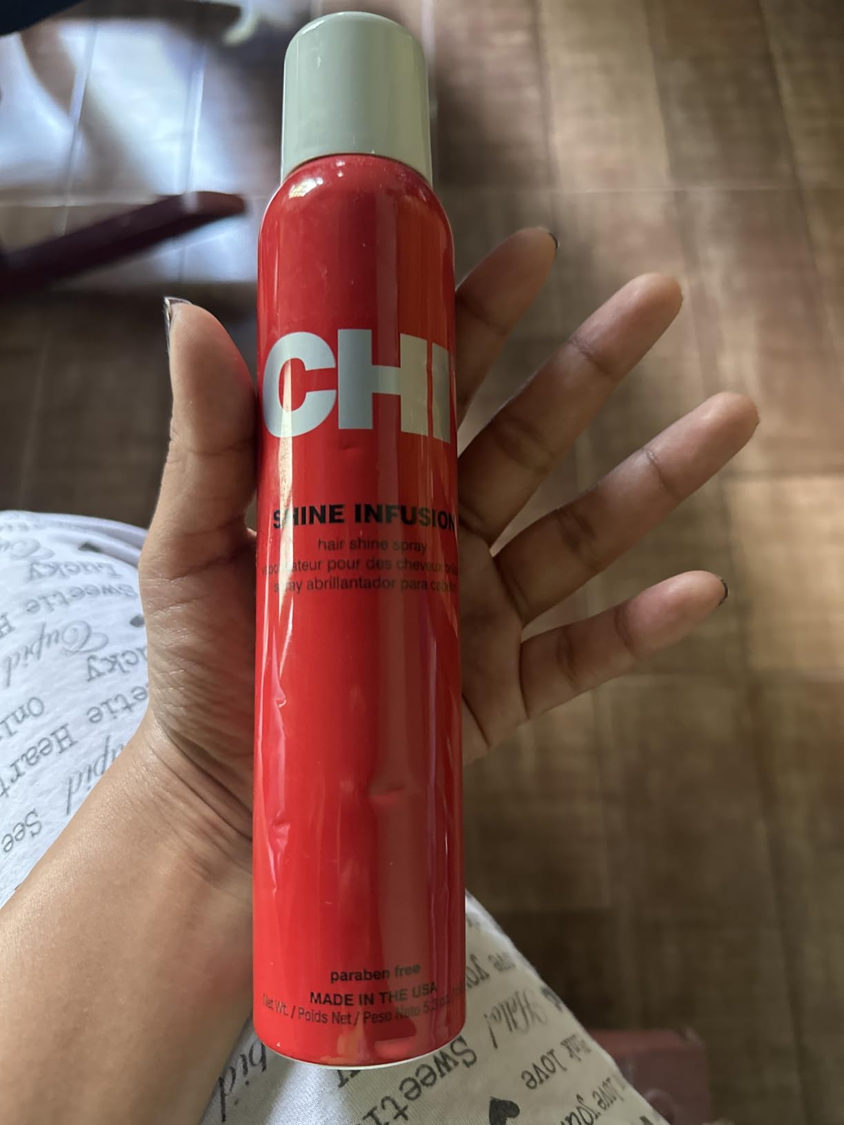 CHI Shine Infusion Hair Spray, Weightless Shine & Frizz Control, Reduces Flyaways & Helps Repair Split Ends, Sulfate-Free, Paraben-Free Hair Finish Spray for All Hair Types, 5.3 Oz customer photo 1