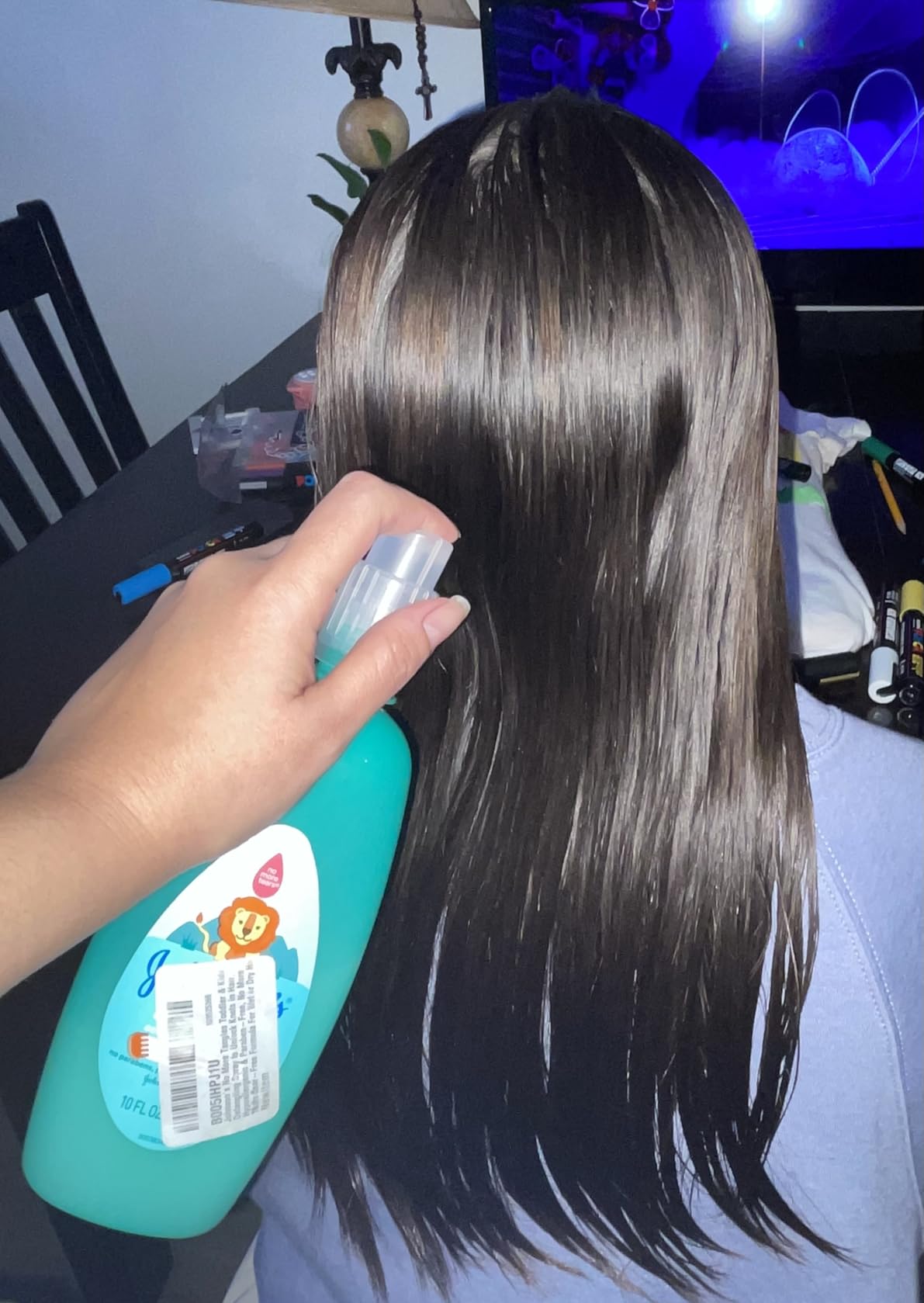 Johnson's No More Tangles Toddler & Kids Detangling Spray to Unlock Knots in Hair, Hypoallergenic & Paraben-Free, No More Tears Tear-Free Formula For Wet or Dry Hair, 10 fl. oz customer photo 2