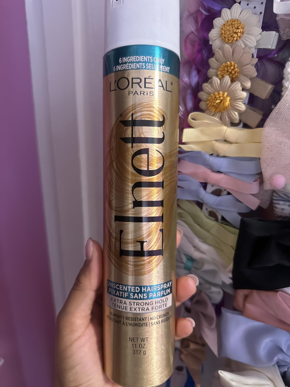 L'Oreal Paris Elnett Unscented Hairspray, up to 72-Hour Extra Strong Hold Formula with Humidity Resistant Frizz Control customer photo 1