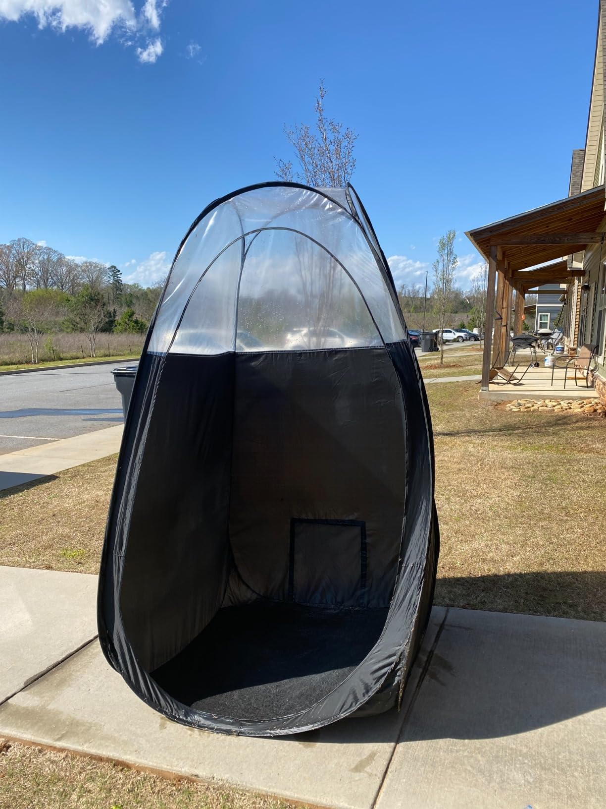 Naked Sun XL Portable Spray Tan Tent - Extra Large Pop Up Tent for Professional Tanning, Heavy Duty Fabric Mobile Spray Room with Carrying Bag & Easy Clean Floor - Black customer photo 2