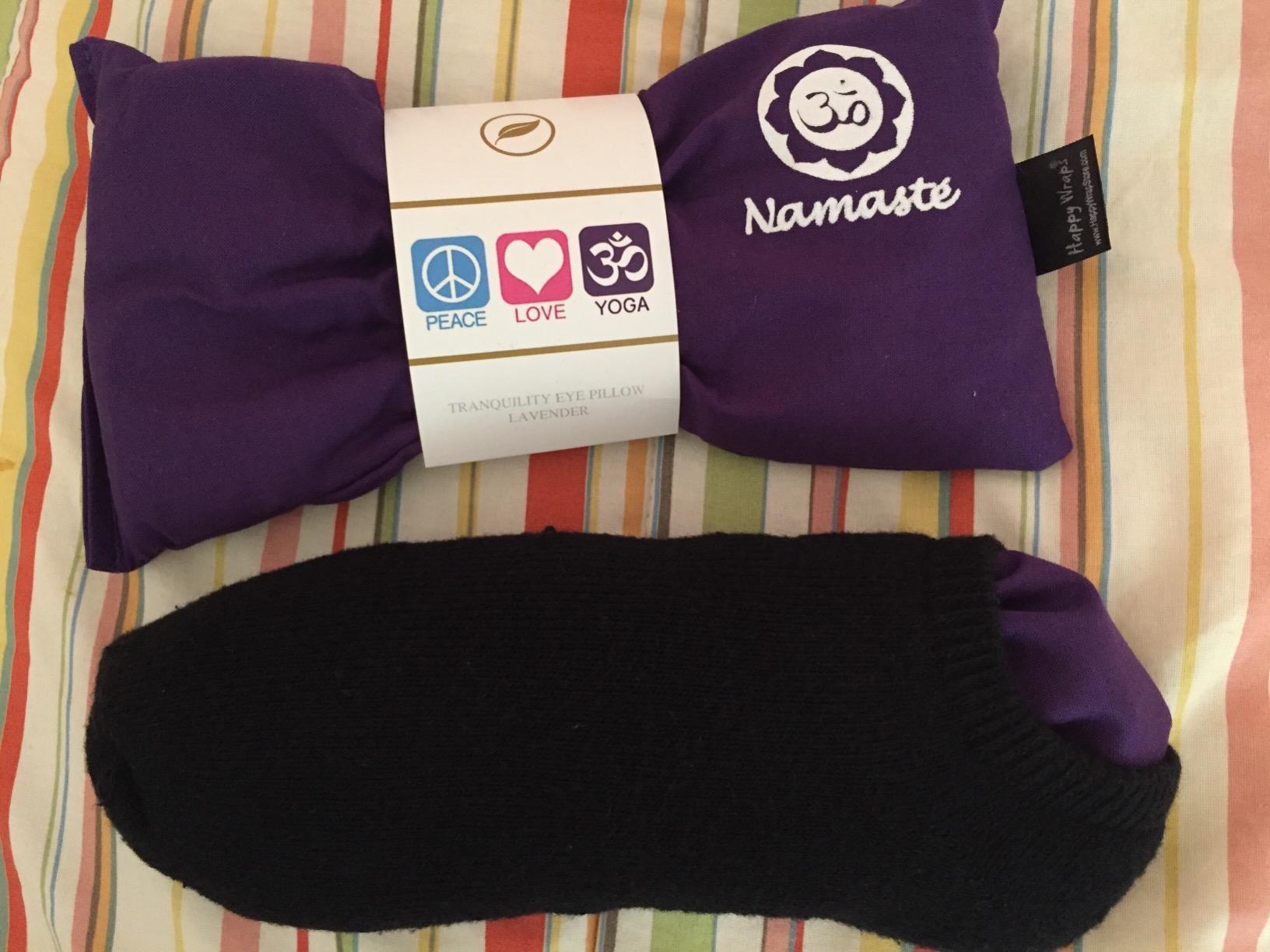 Lavender Eye Pillows - Yoga Eye Pillows Namaste Hot Cold Aromatherapy for Stress, Meditation, Spa, Relaxation Gifts - Made in USA by Happy Wraps - Set of 4 - Purple Cotton customer photo 2