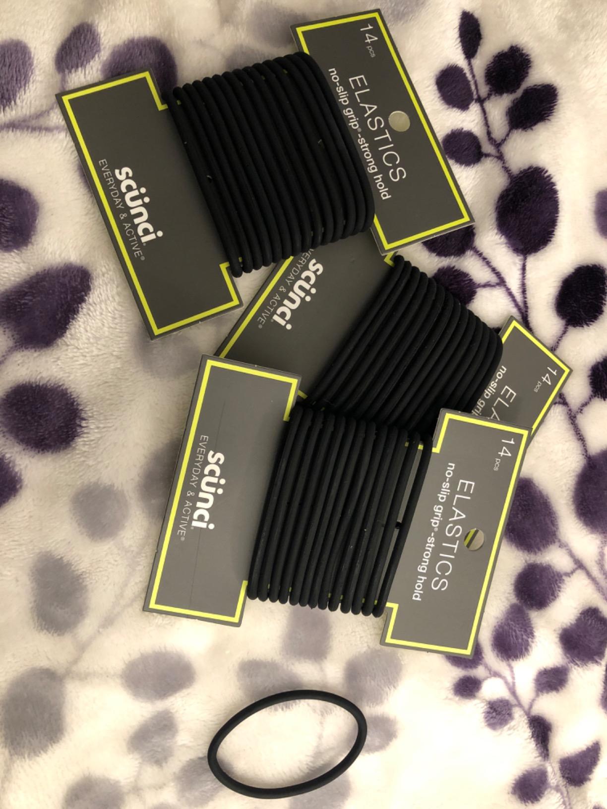 Scunci Black Gel Elastics, No Slip Grip, Strong Hold-Ponytailers, 14 Count (Pack of 1) customer photo 2