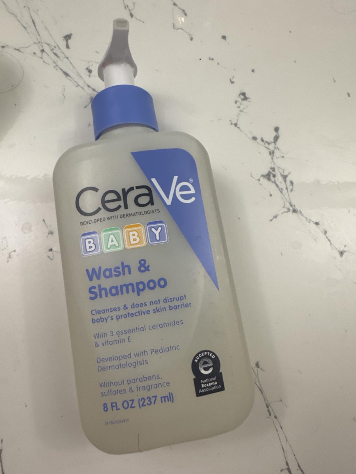 CeraVe Baby 2-in-1 Wash & Shampoo with Vitamin E for Hair & Skin, 8oz | Tear-Free Wash For Baby Hair and Skin with Vitamin E, Fragrance-Free, Paraben-Free, Dye-Free, Phthalates-Free, Sulfate-Free customer photo 2