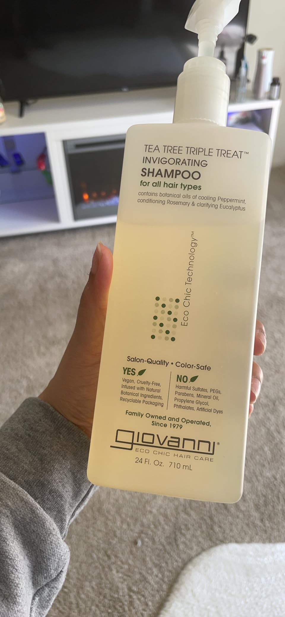 GIOVANNI Tea Tree Triple Treat Invigorating Shampoo, Salon Quality, 8.5 oz | Cooling Peppermint, Eucalyptus & Rosemary, Helps Strengthen & Rejuvenate Hair & Scalp, Paraben Free, Tea Tree Shampoo customer photo 1