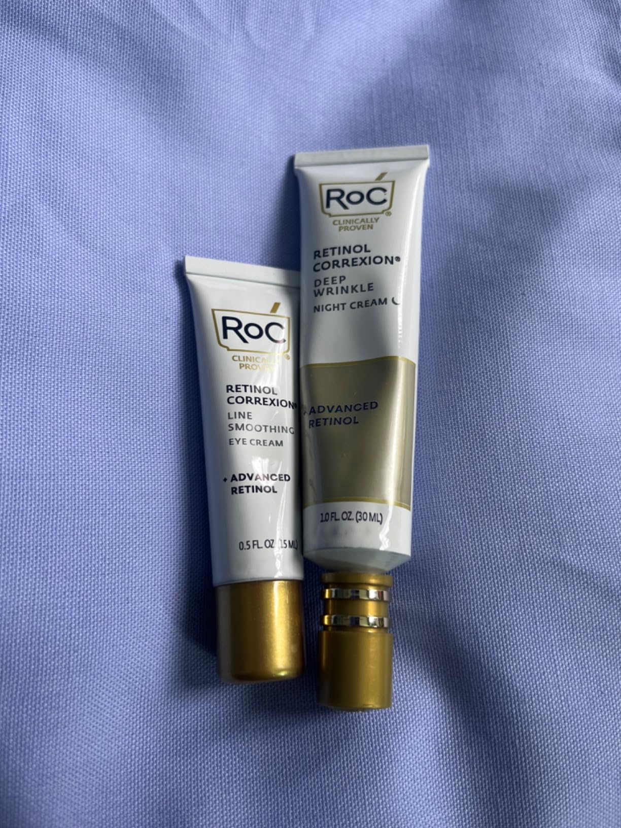 RoC Retinol Correxion Value Set Duo, Deep Wrinkle Anti-Aging Night Face Cream + Daily Under Eye Cream for Dark Circles & Puffiness, Skin Care Set customer photo 2