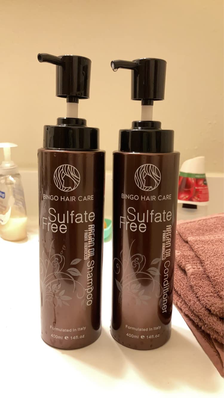 Moroccan Argan Oil Shampoo and Conditioner Set - Sulfate Free, Anti Frizz Hydrating Care for Women - Deep Moisturizing Treatment for Color, Keratin Treated, Curly, Damaged and Dry Hair customer photo 1