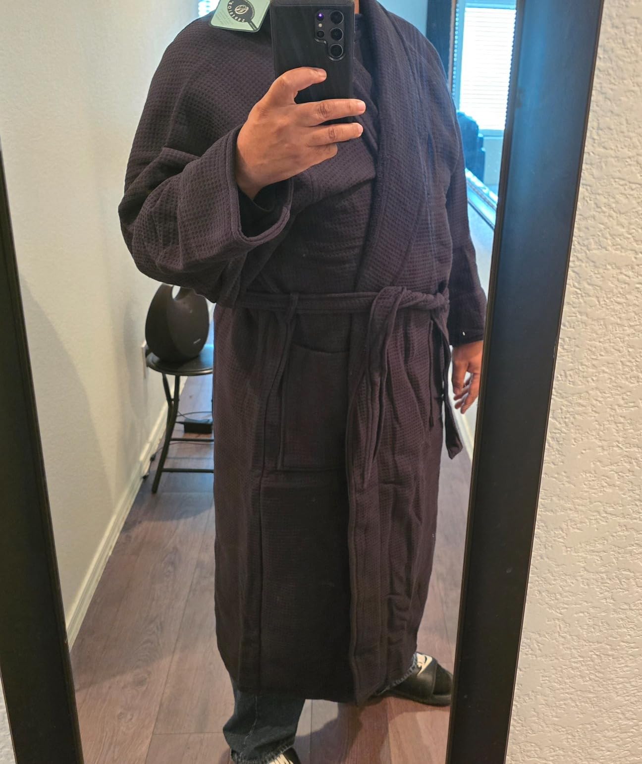 Waffle Weave Cotton Unisex Bathrobe with Belt, Soft and Absorbent Robe for Men and Women Bath Essentials Robes customer photo 1