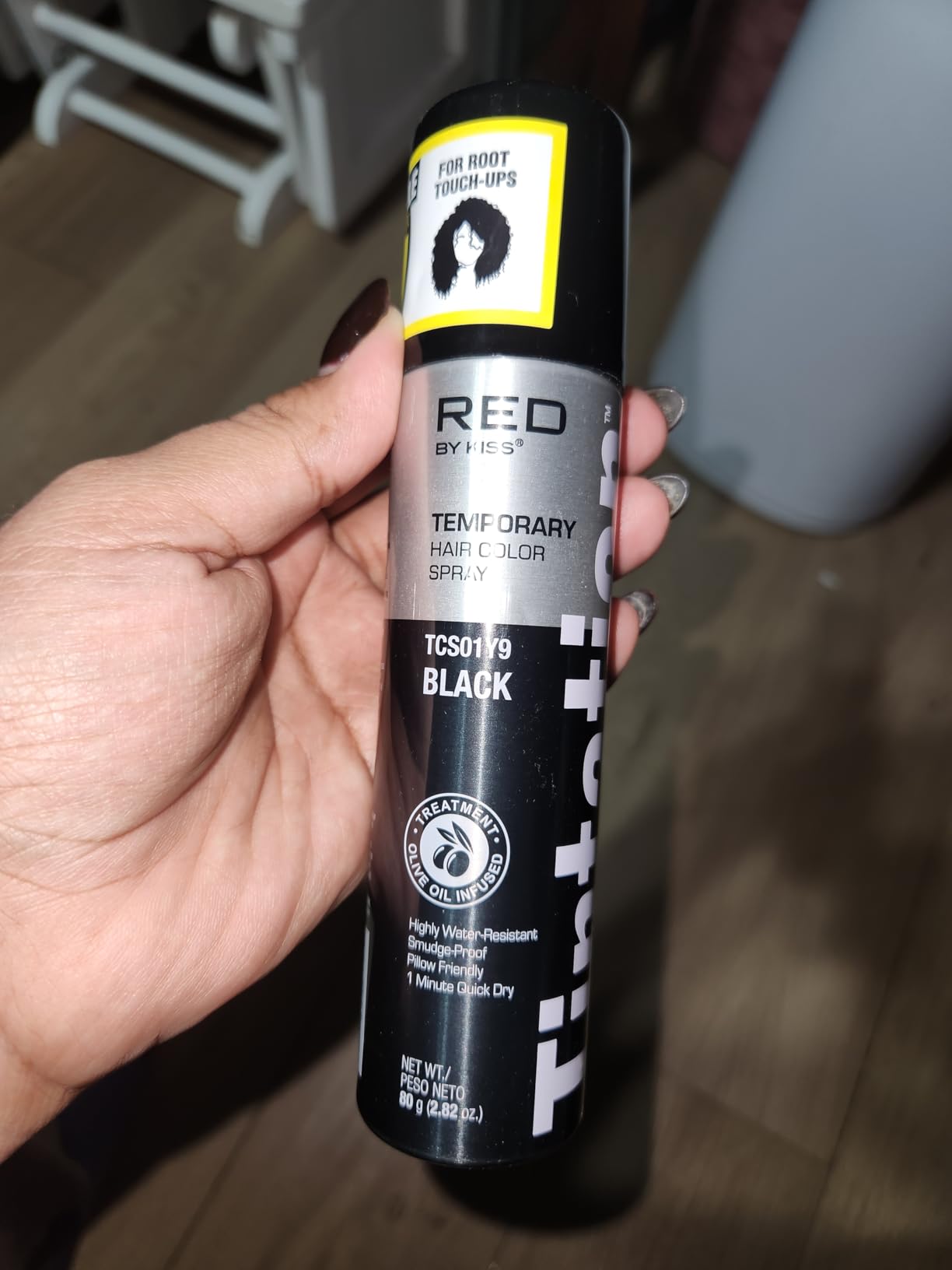 Red by Kiss Tintation Temporary Hair Color Spray, Instant Gray Root Touch Up Coverage, Water-Resistant & Smudge-Proof, Easy Wash Out, Barber & Hairline Touch-Up, Quick-Dry (Black, 2.82 oz) customer photo 2
