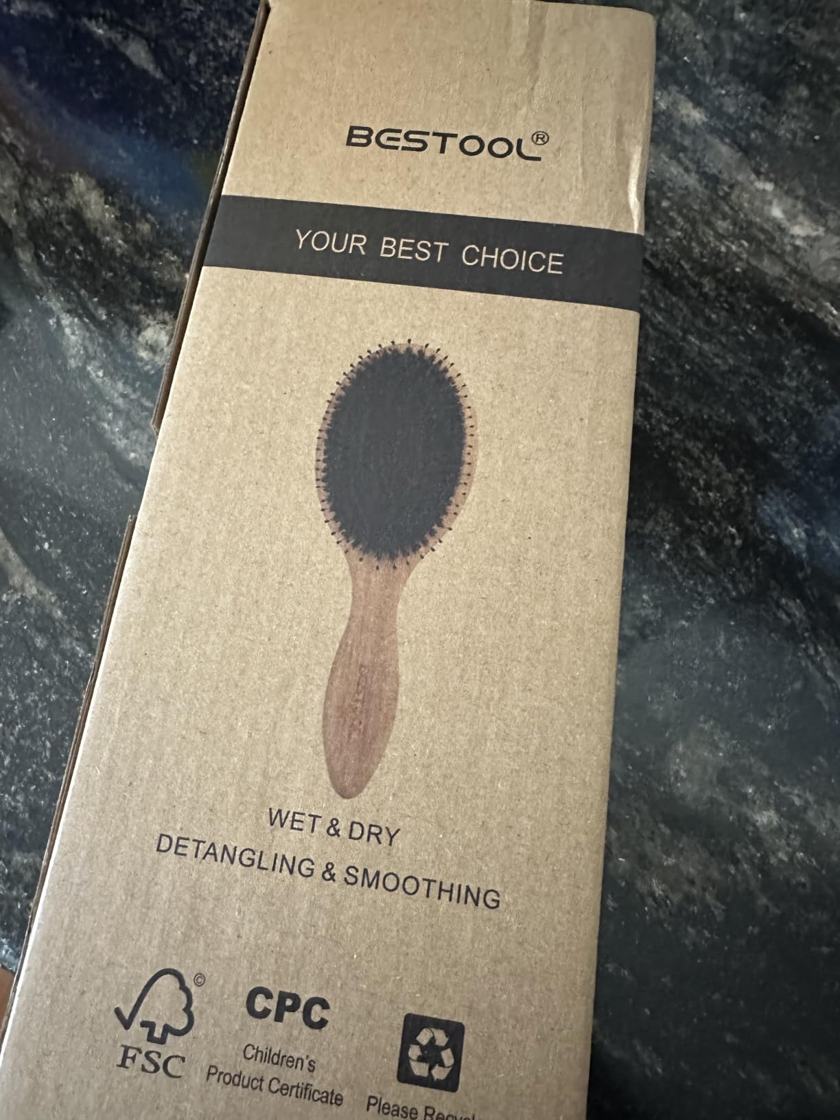 BESTOOL Hair Brush-Boar Bristle Hair Brushes Natural Bamboo Wooden Cushion Massage Anti Static Large Paddle Hairbrush for Women Men and Kid (Round) customer photo 1