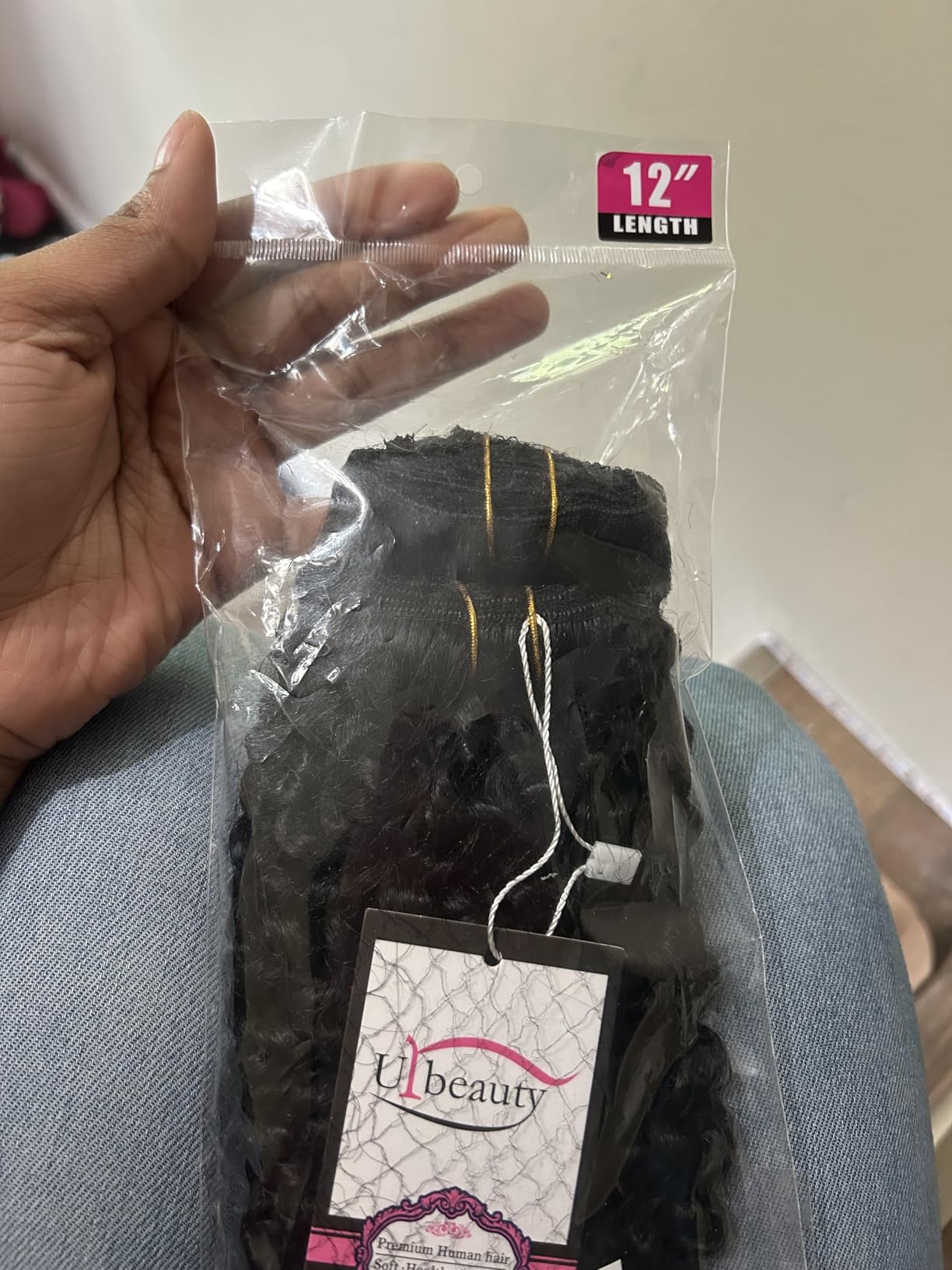 Kinky Curly Clip In Hair Extensions for Black Women Human Hair, Urbeauty 14 inch Curly Clip in Human Hair Extensions, 3C/4A Afro Coily Hair Clip Ins for African American Black Women customer photo 1