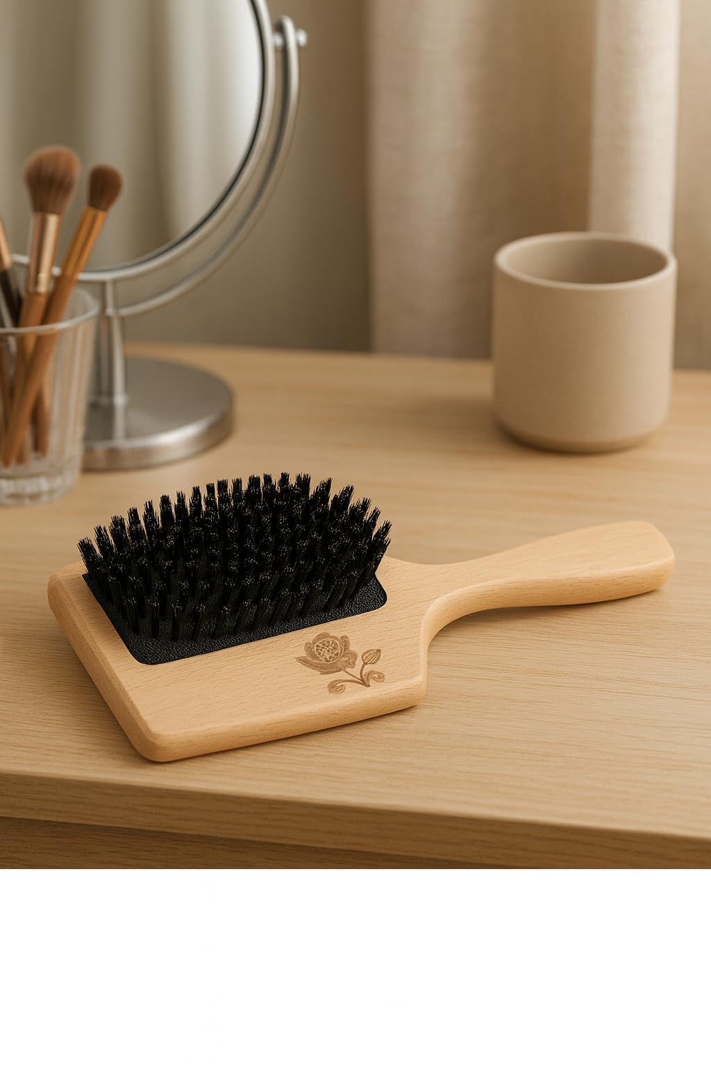 Bsisme Boar Bristle Hair Brush, Professional Detangling Brush for Women Men Kids, Anti-Static Paddle Hairbrush, Suitable for Thick Curly Straight Wet Dry Hair, Reduce Frizz Add Shine customer photo 2