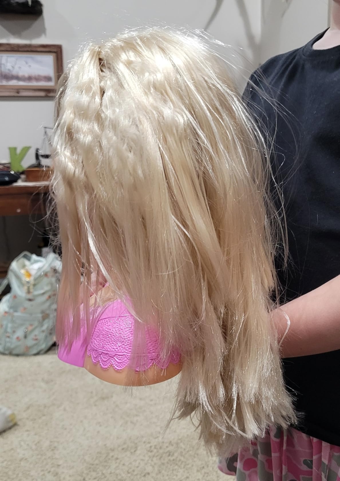 Bayer Design Charlene Super Model Blonde Styling Head with Makeup | Doll with long eyelashes, 10.6 inch height, brush, comb, hair clips, curlers and stickers. Perfect for hairdressing customer photo 1