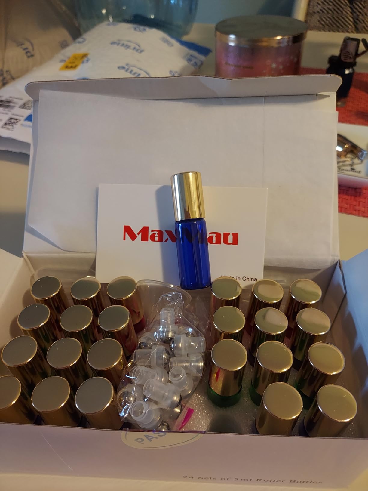 MaxMau 24 Pack Essential Oils Roller Bottles, 5ml Colourful Roll On Bottles Steel Roller Balls Metal Cap for Aromatherapy Perfume customer photo 1