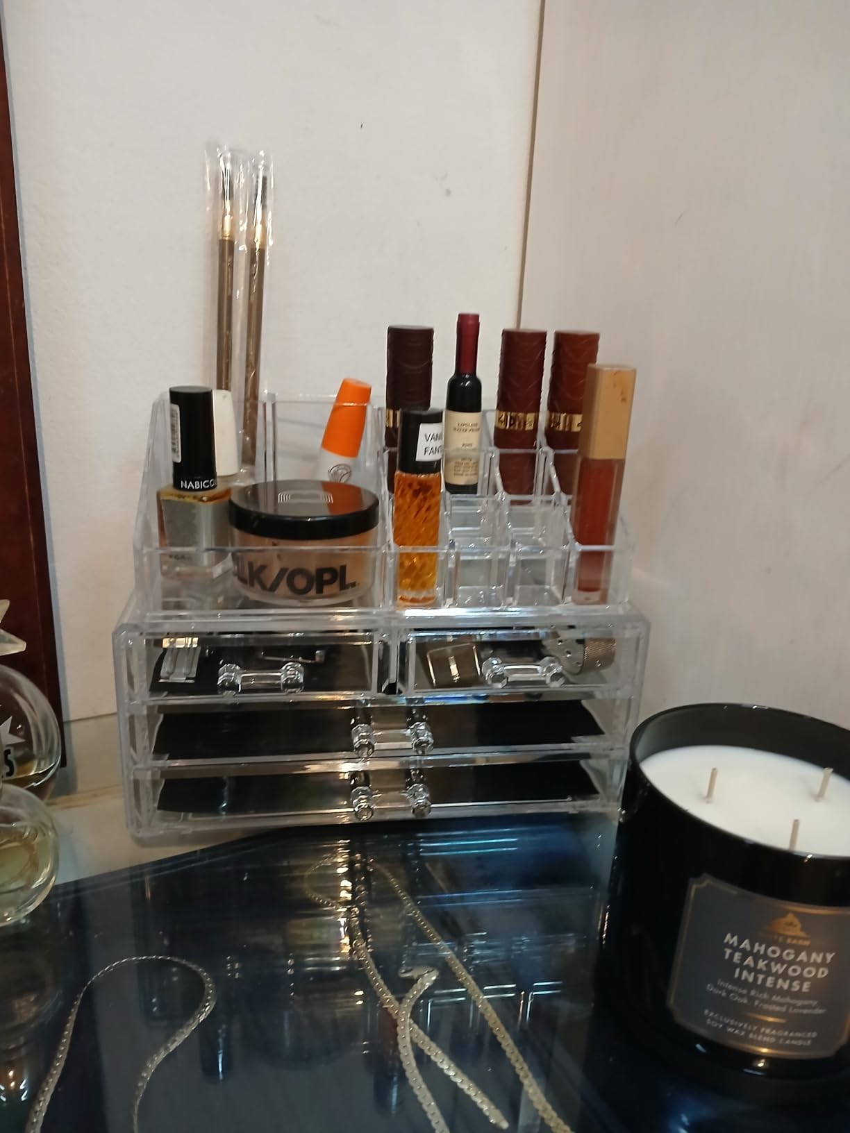 Masirs Clear Makeup Organizer - 16-Compartment Cosmetic and Jewelry Holder with 4 Drawers - Vanity Storage Box for Makeup, Skincare, Accessories, and Jewelry Display customer photo 1