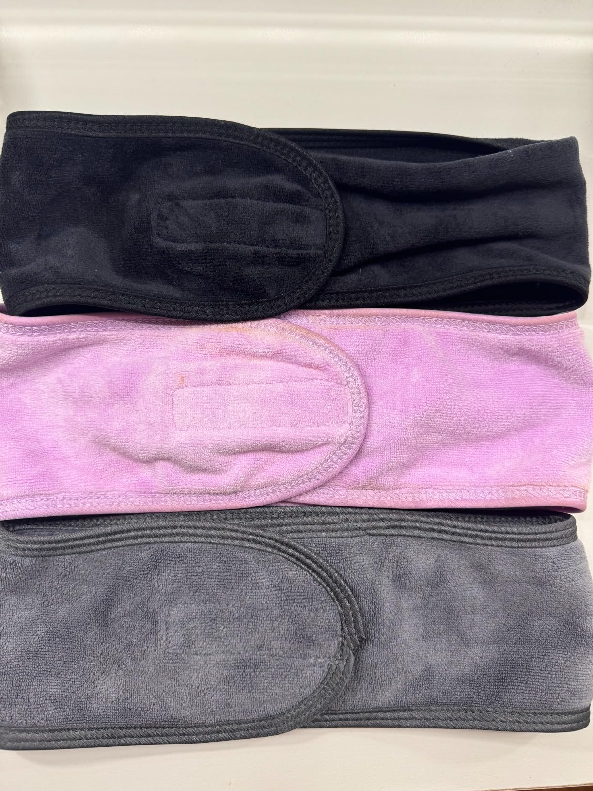 Spa Facial Headband Adjustable Makeup Hair Band 3 Pack Grey | Soft Hair Wrap with Magic Tape, Terry Cloth Stretch Head Wrap for Face Washing, Bath, Shower, Facial Mask, Sports, Yoga customer photo 2