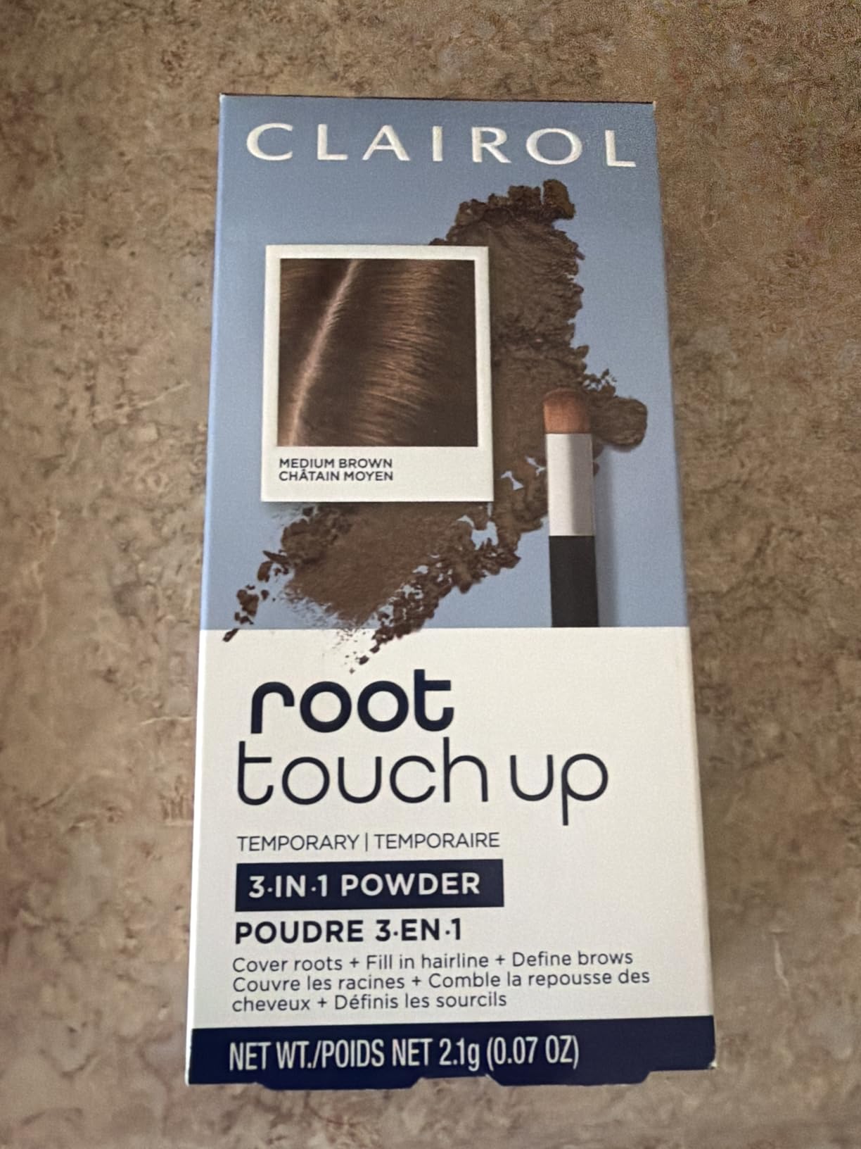 Clairol Root Touch-Up Temporary Concealing Powder, Medium Brown Hair Color | Ammonia Free | Instantly Cover Roots + Define Eyebrows | On-the-Go Compact with Mirror and Application Brush | Pack of 1 customer photo 2