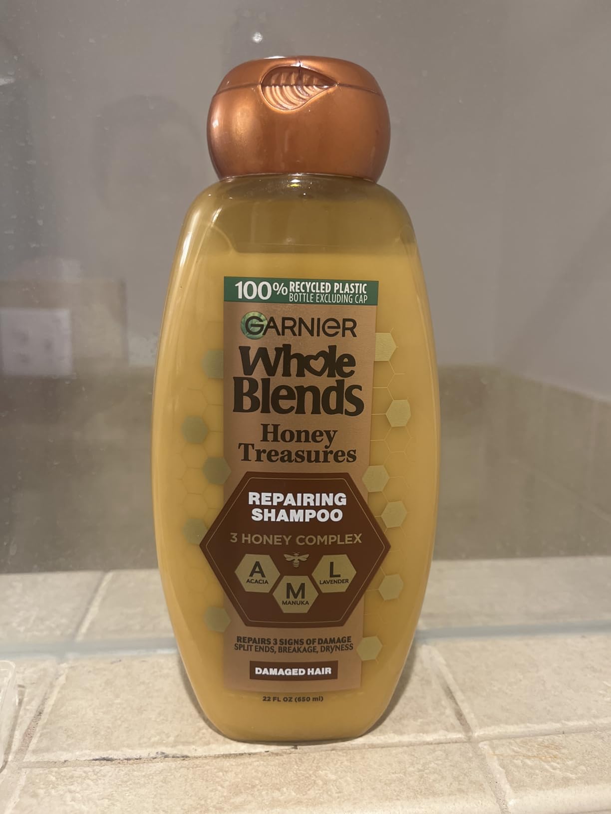 Garnier Whole Blends Honey Treasures Repairing Shampoo, for Dry, Damaged Hair, 3 Fl Oz (Travel Size) customer photo 2