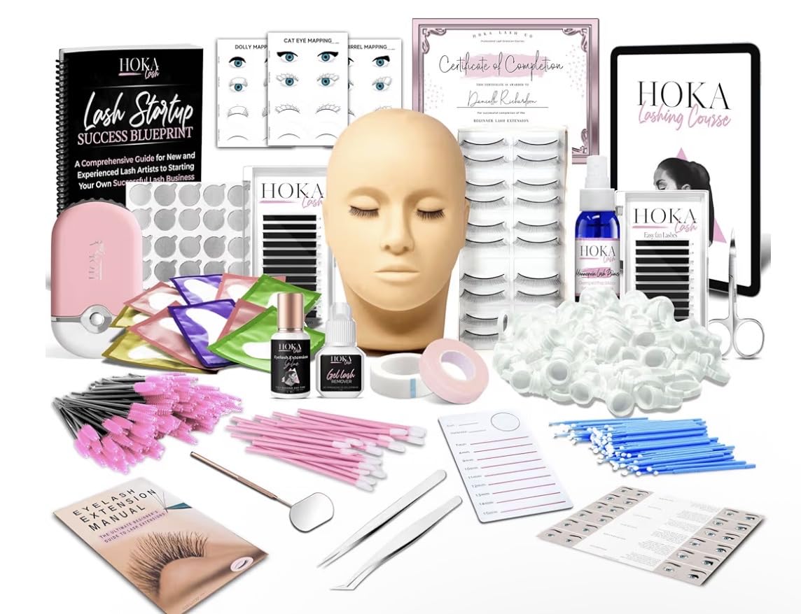 Lash Eyelash Extension Kit & Training Course and Certification, Professional Lash Extension Kit for Beginners Includes Practice Mannequin Head, Lash Trays, Glue, Tweezers, Fan & More customer photo 2