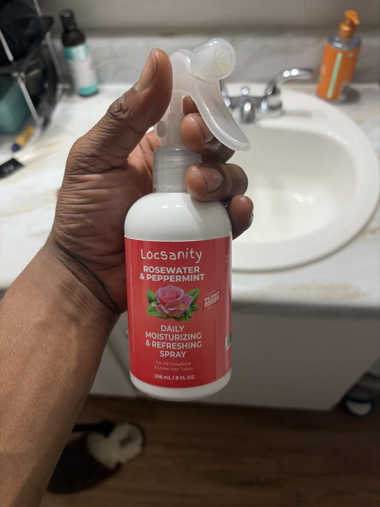 Loc Spray - Locsanity Daily Moisturizing Rosewater & Peppermint Spray for Locs, Dreadlocks - Lightweight Frizz Control Hair & Scalp Moisturizer - Natural Loc Care (8 fl oz) customer photo 1