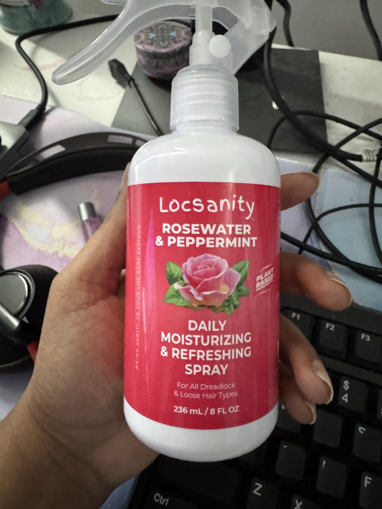 Loc Spray - Locsanity Daily Moisturizing Rosewater & Peppermint Spray for Locs, Dreadlocks - Lightweight Frizz Control Hair & Scalp Moisturizer - Natural Loc Care (8 fl oz) customer photo 2