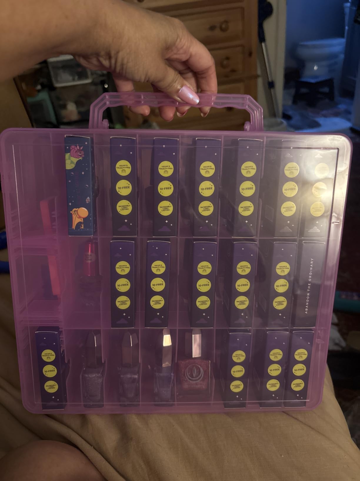 Nail Polish Organizer Case for 48 Bottles, Gel Nail Polish Storage Holder | Double Side Adjustable Space Divider for Acrylic Nail Gel Dip Powder Tips Set with Two Toe Separator customer photo 2