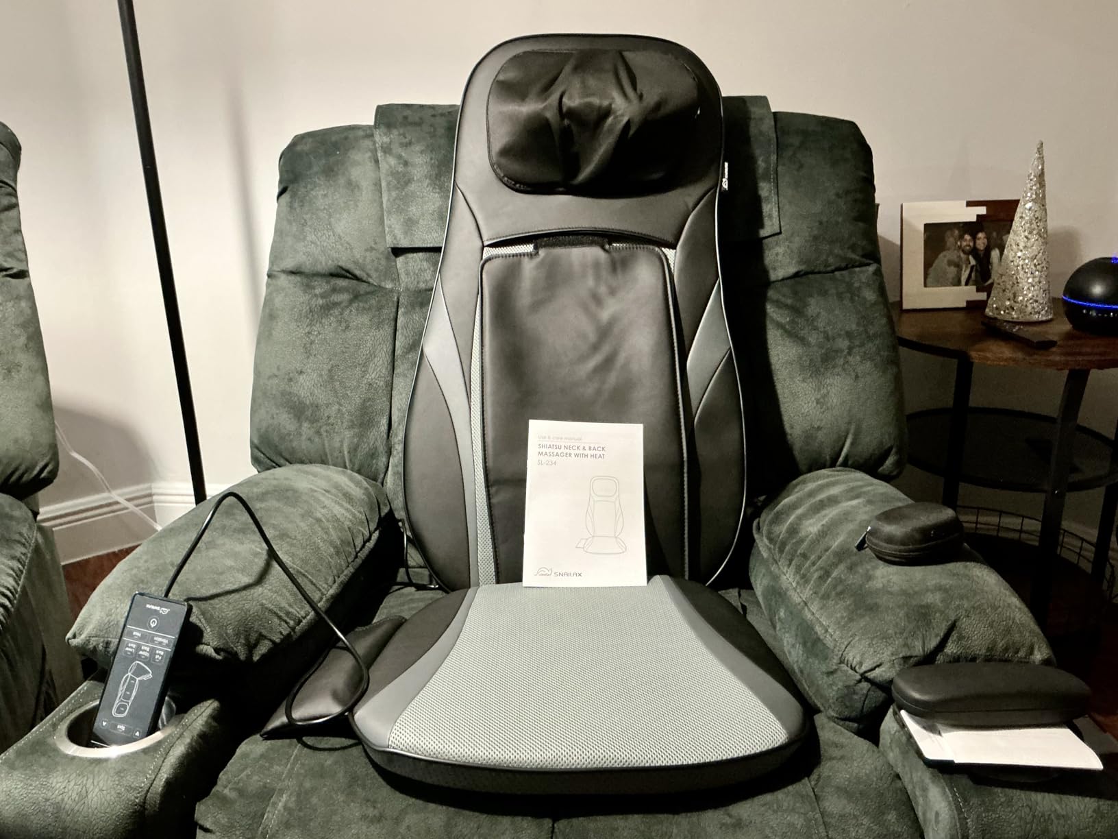 Snailax Shiatsu Back Massager with Heat -Deep Kneading Massage Chair Pad with Adjustable Intensity, Shiatsu Chair Massager to Relax Full Body Muscle, Gift for Parents Friend Lover customer photo 1