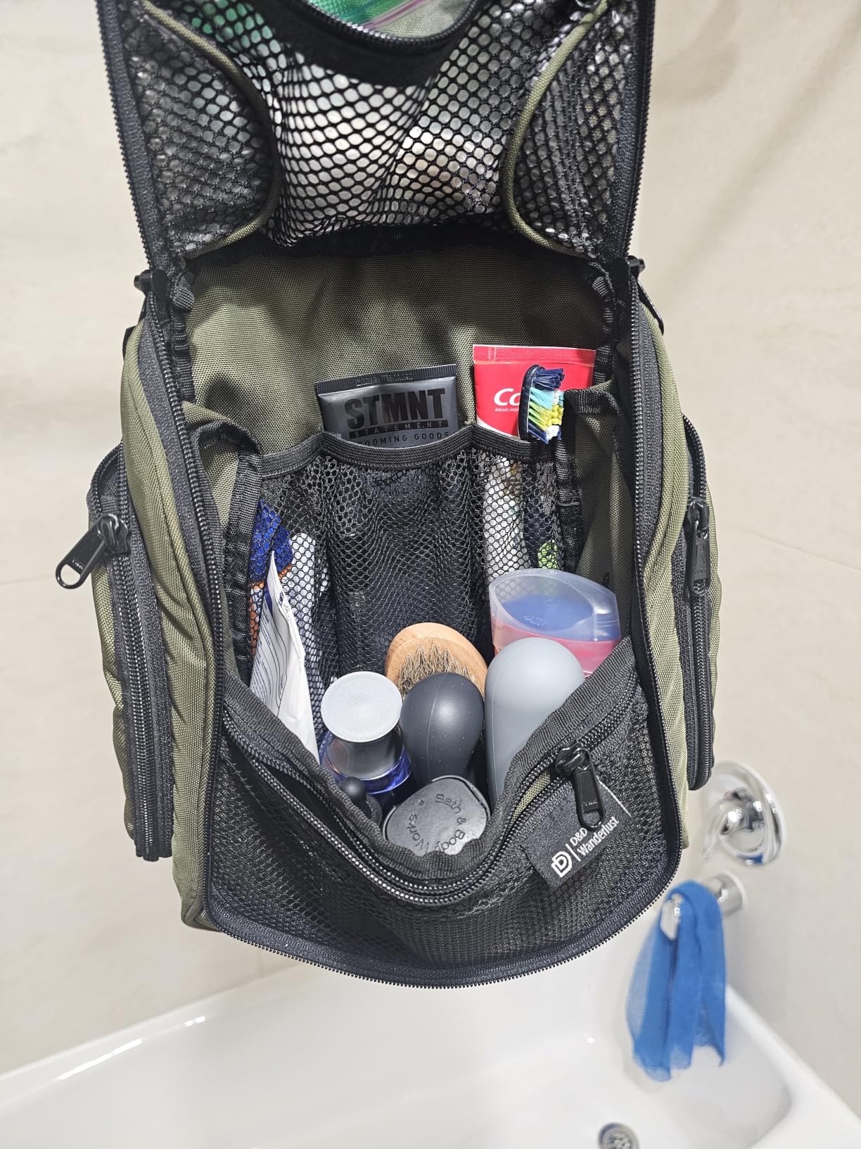 D&D Wanderlust D&D Hanging Travel Toiletry Bag for Men and Women - Cosmetics, Makeup and Toiletries Organizer Kit with 10 Compartments customer photo 1