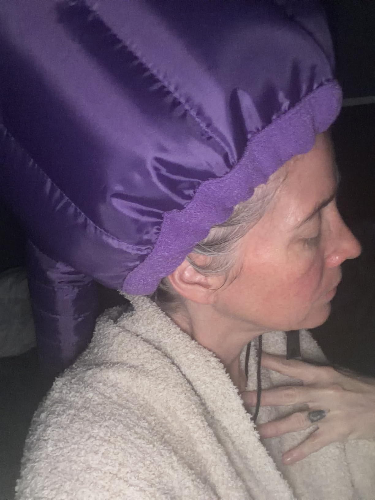 Hooded Hair Dryer Attachment w/A Headband Integrated That Reduces Heat Around Ears & Neck - Hair Dryer Hooded Diffuser Cap for Curly, Speeds Up Drying Time, Deep Conditioning At Home - Portable, Large customer photo 1