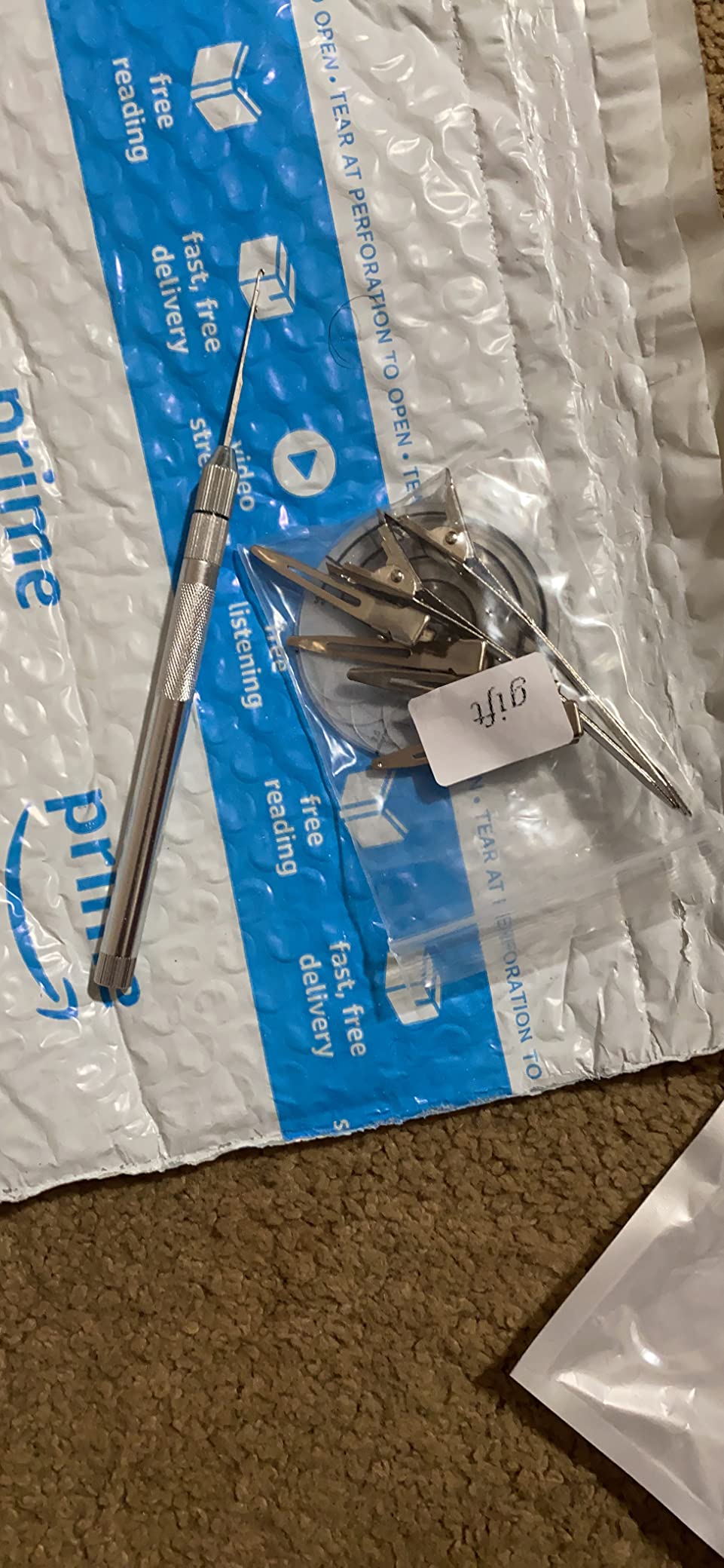Hair Extension Tools 3 Different Size Knitting Hook Needles+ 1 Holder +1 Pulling Needle Loop Threader Aluminum Ventilating Holder and Needles Kit (Silver) customer photo 2