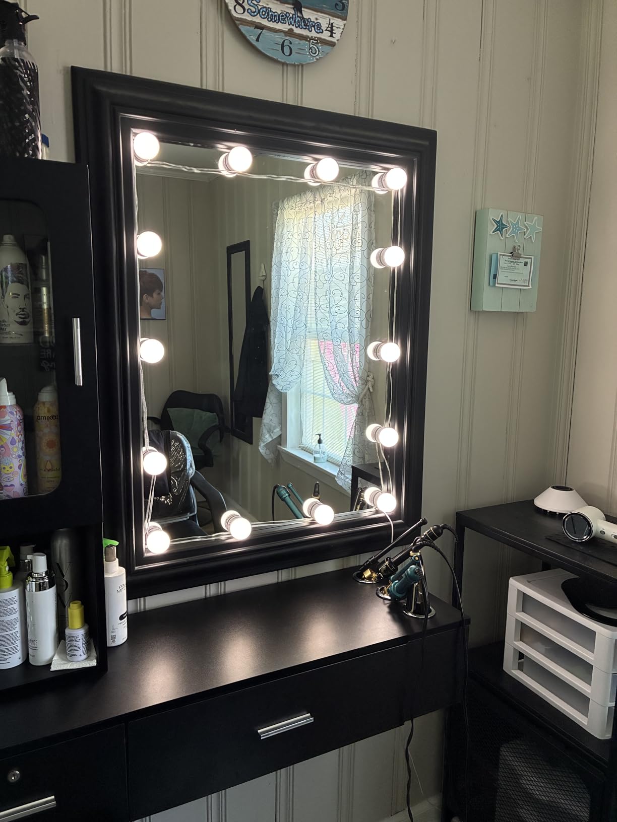 Pretmess LED Vanity Lights for Mirror, Hollywood Style, 10 Dimmable Bulbs | 5 Adjustable Brightness & 3 Color Changing Modes, Wire Length Adjustable & Effortless Setup, USB Cable Design customer photo 1