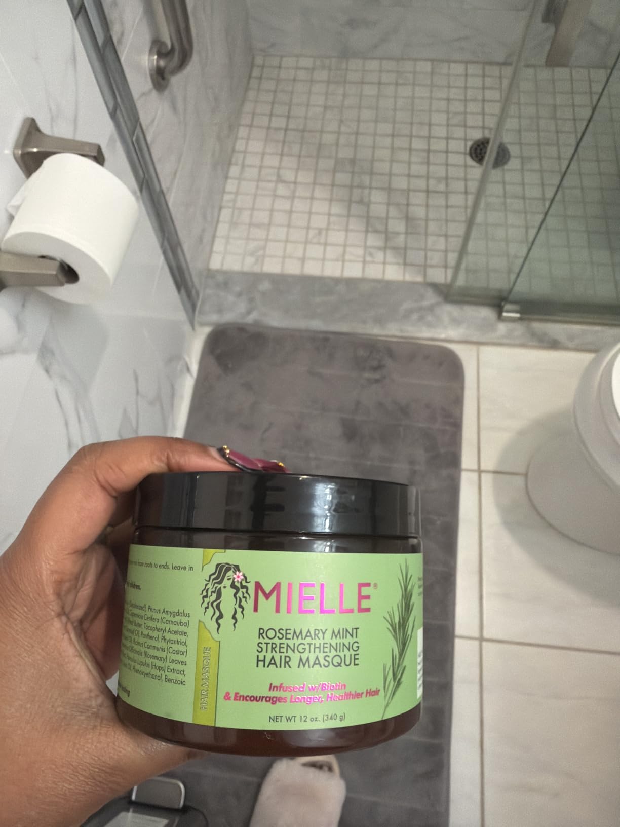 Mielle Organics Rosemary Mint Strengthening Hair Mask, Deep Conditioning Treatment Enriched with Biotin, Honey & Coconut Oil - Helps Encourage Longer, Healthier Strands, 12 Ounce customer photo 2