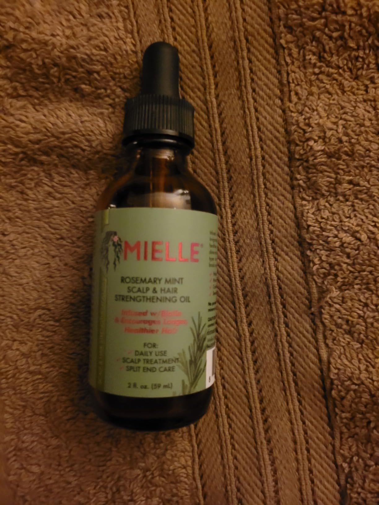Mielle Organics Rosemary & Mint Hair Oil - Strengthening Biotin Oil Infused Frizzy & Damaged Hair Care - Split Ends & Dry Scalp Treatment to Support Longer, Healthier Strands, 2 Ounce customer photo 1