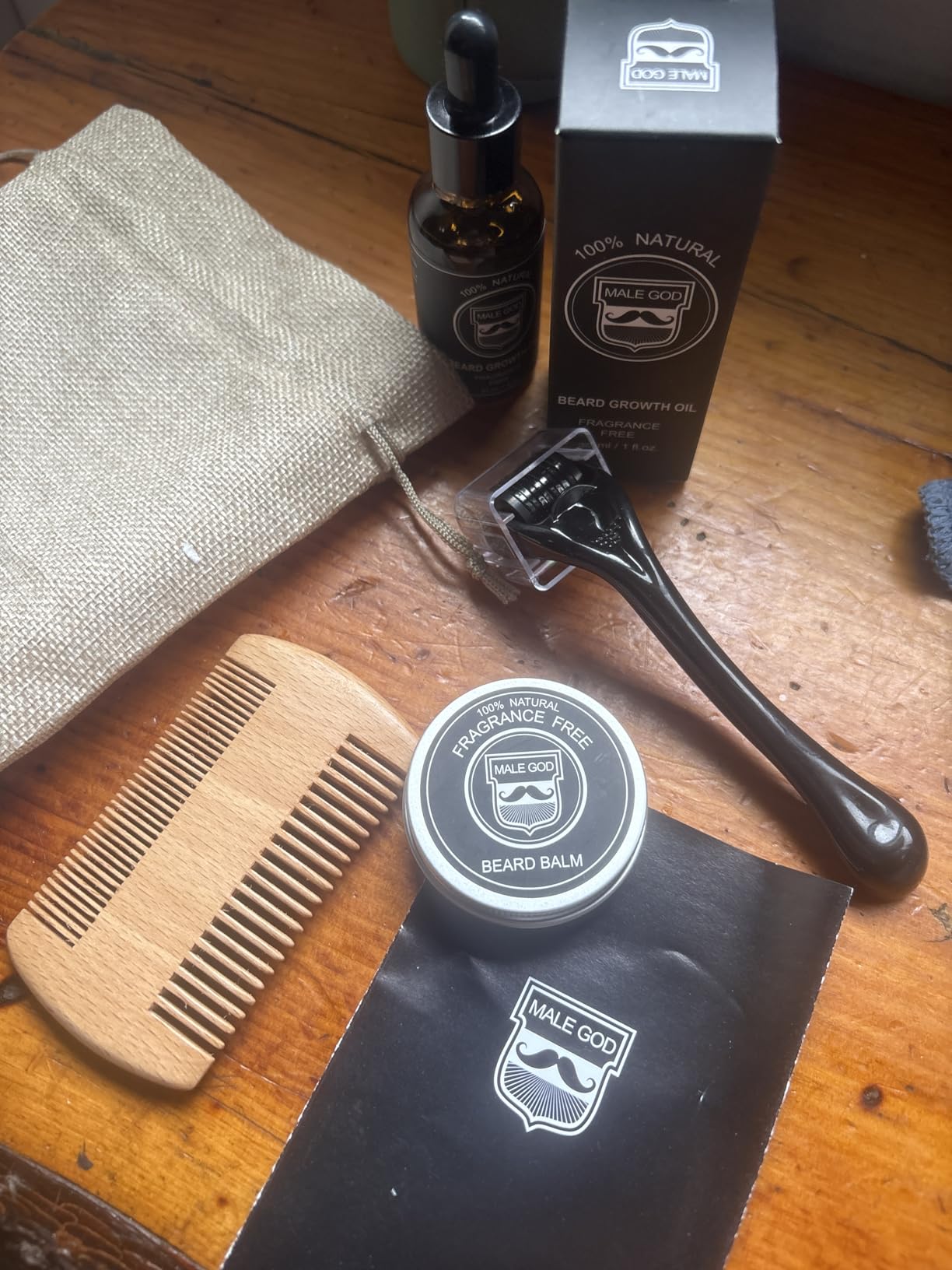 MALE GOD Beard Kit for Men's Grooming & Care, Natural Ingredients Beard Oil, Balm, Brush, Comb, Stocking Stuffers for Adult Men, Chirismtas & Birthday Gifts for Men Dad Him Husband Boyfriend Brother customer photo 1