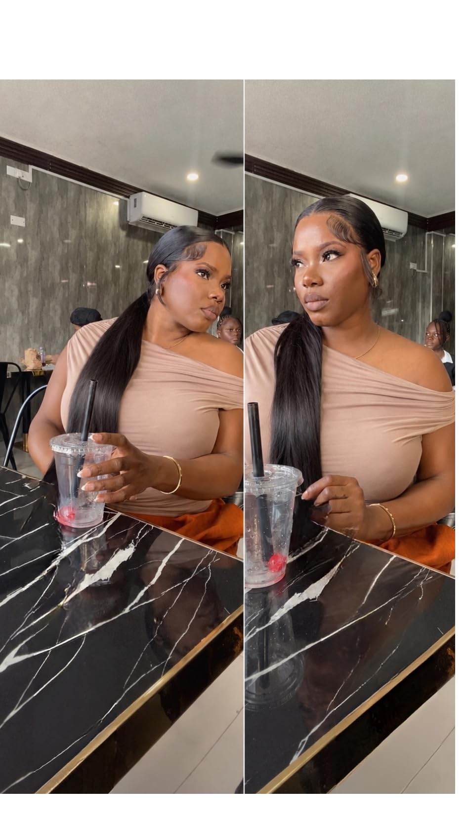 BARSDAR Natural Black Straight Ponytail Extension - 26 Inch Long Straight Wrap Around Ponytail for Black Women customer photo 1
