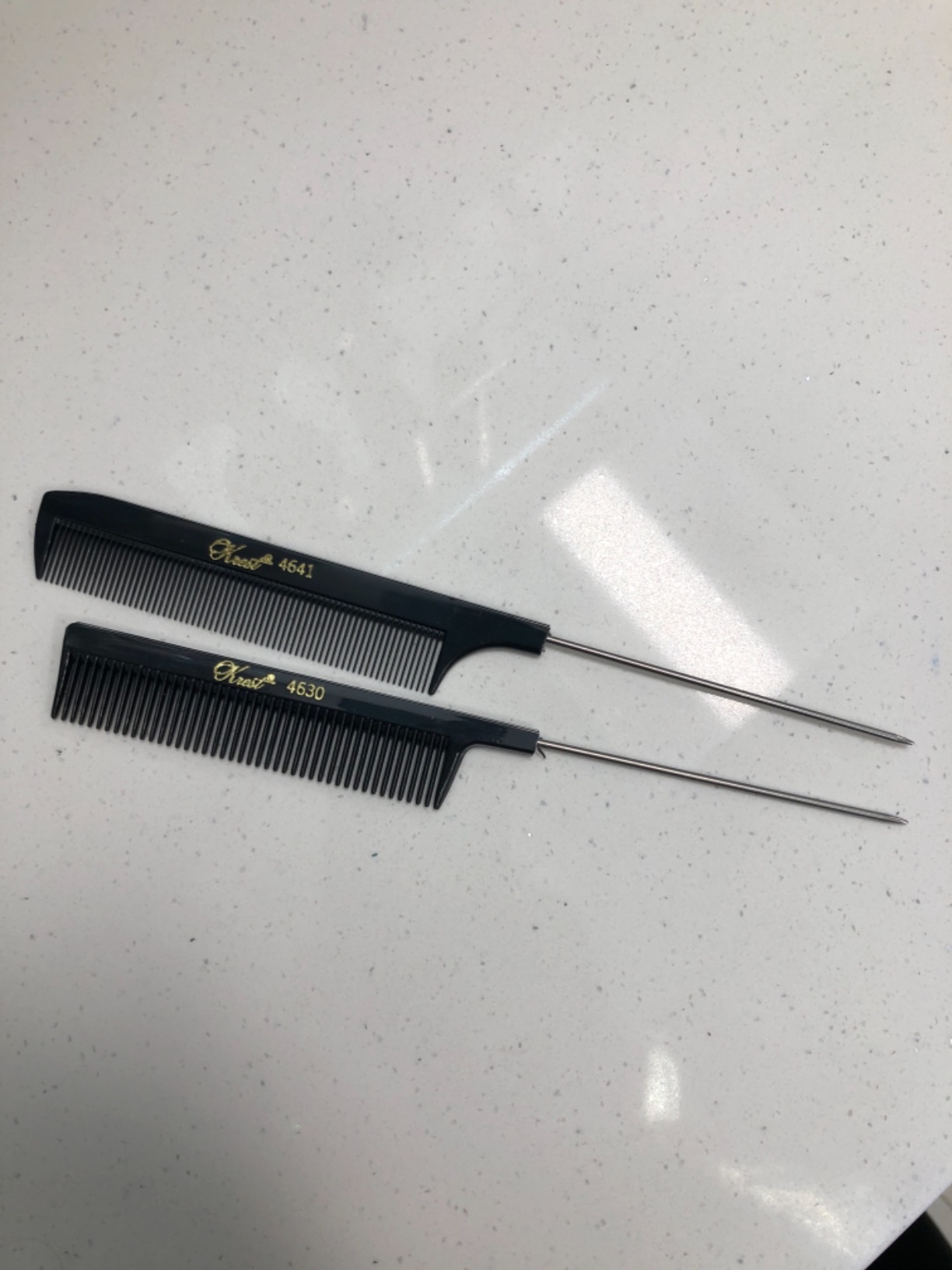 Krest Pintail Combs Weaving Foiling Fine Tooth Rattail Hair Comb XL. 2 PC. customer photo 2