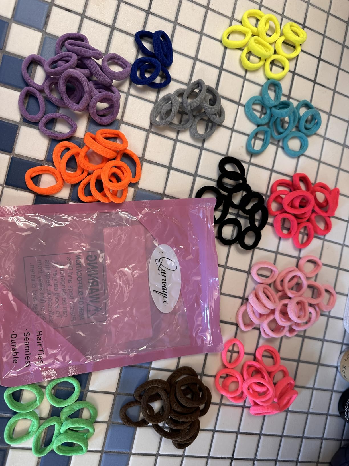 Baby Hair Ties, Cotton Toddler Hair Ties for Girls, Kids Seamless Hair Bands, Girls Elastic Ponytail Holders, Diameter 0.97 Inch and Assorted Colors by Qarwayoc customer photo 1