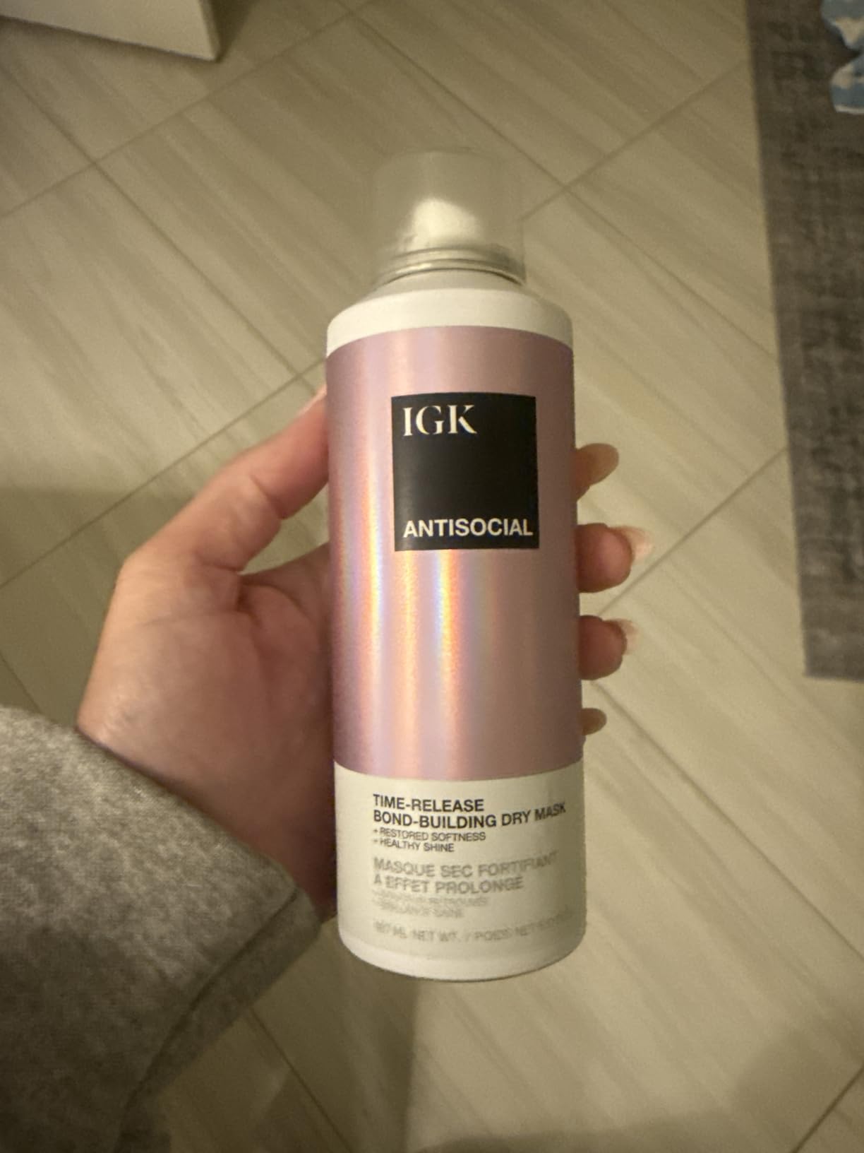 IGK Antisocial Leave-In Repair Dry Hair Mask, Overnight Bond-Building Treatment for Damaged Hair, No-Rinse Spray Smooths Frizz + Adds Shine, Vegan + Color-Safe, 5 fl oz customer photo 2