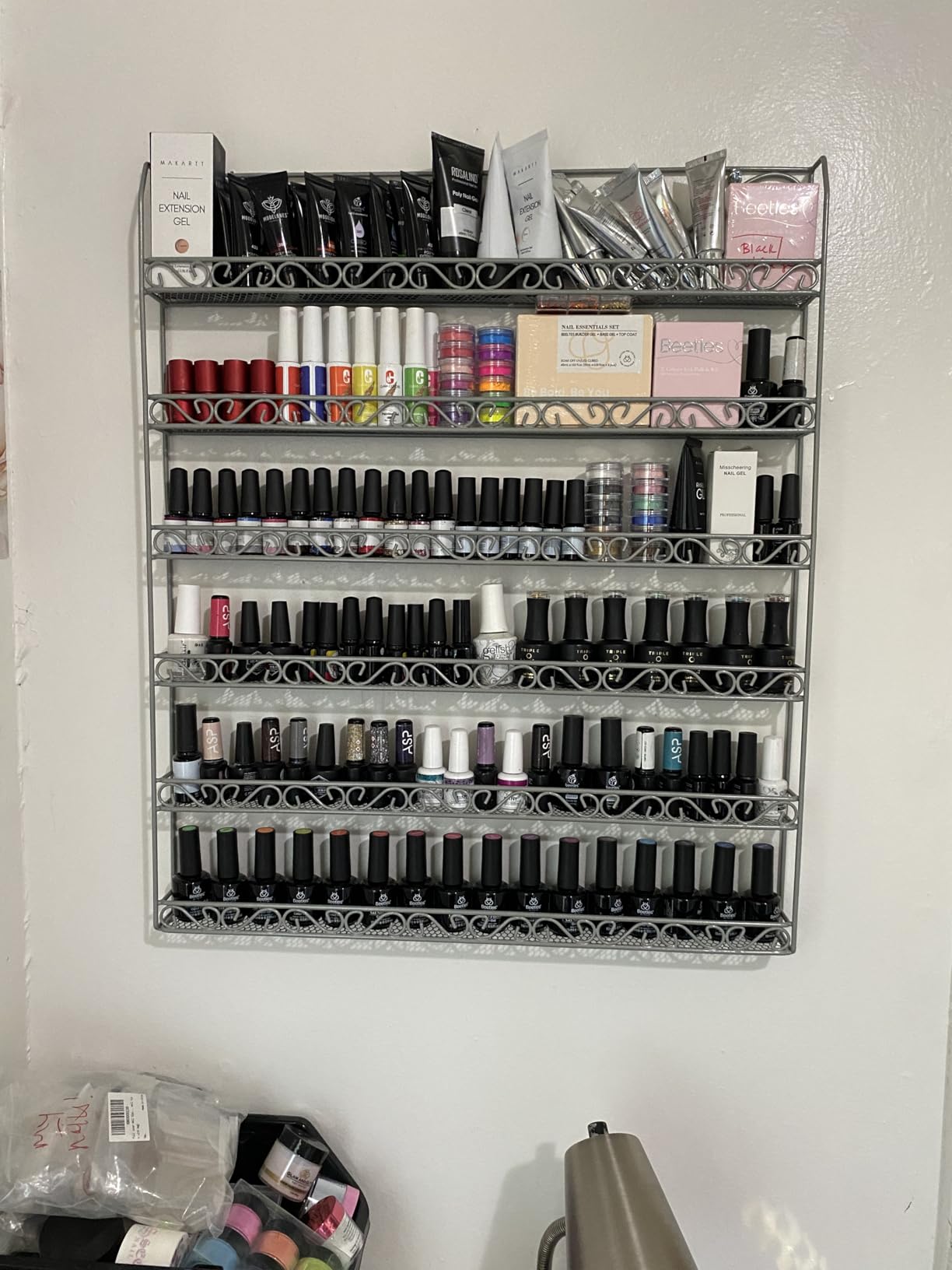 AMT 6 TIER Metal Nail Polish Racks, Fit Up To 108 BOTTLES, Black Wall Mounted Display for Salon, Spa customer photo 2