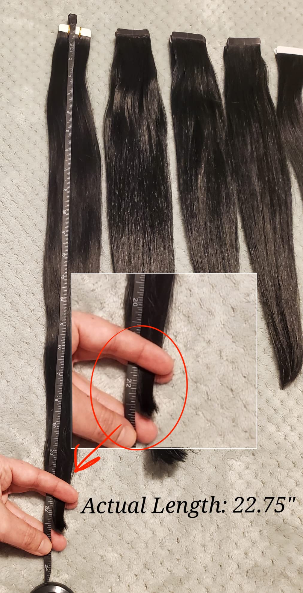 Full Shine Tape in Hair Extensions Human Hair 18Inch Remy Tape ins Human Hair Extensions Color 1 Jet Black, Seamless Silky Straight Skin Weft 20Pcs 50G customer photo 1