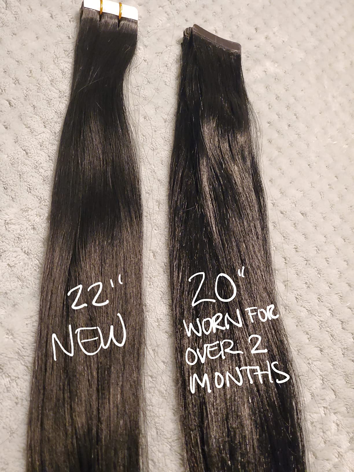 Full Shine Tape in Hair Extensions Human Hair 18Inch Remy Tape ins Human Hair Extensions Color 1 Jet Black, Seamless Silky Straight Skin Weft 20Pcs 50G customer photo 2