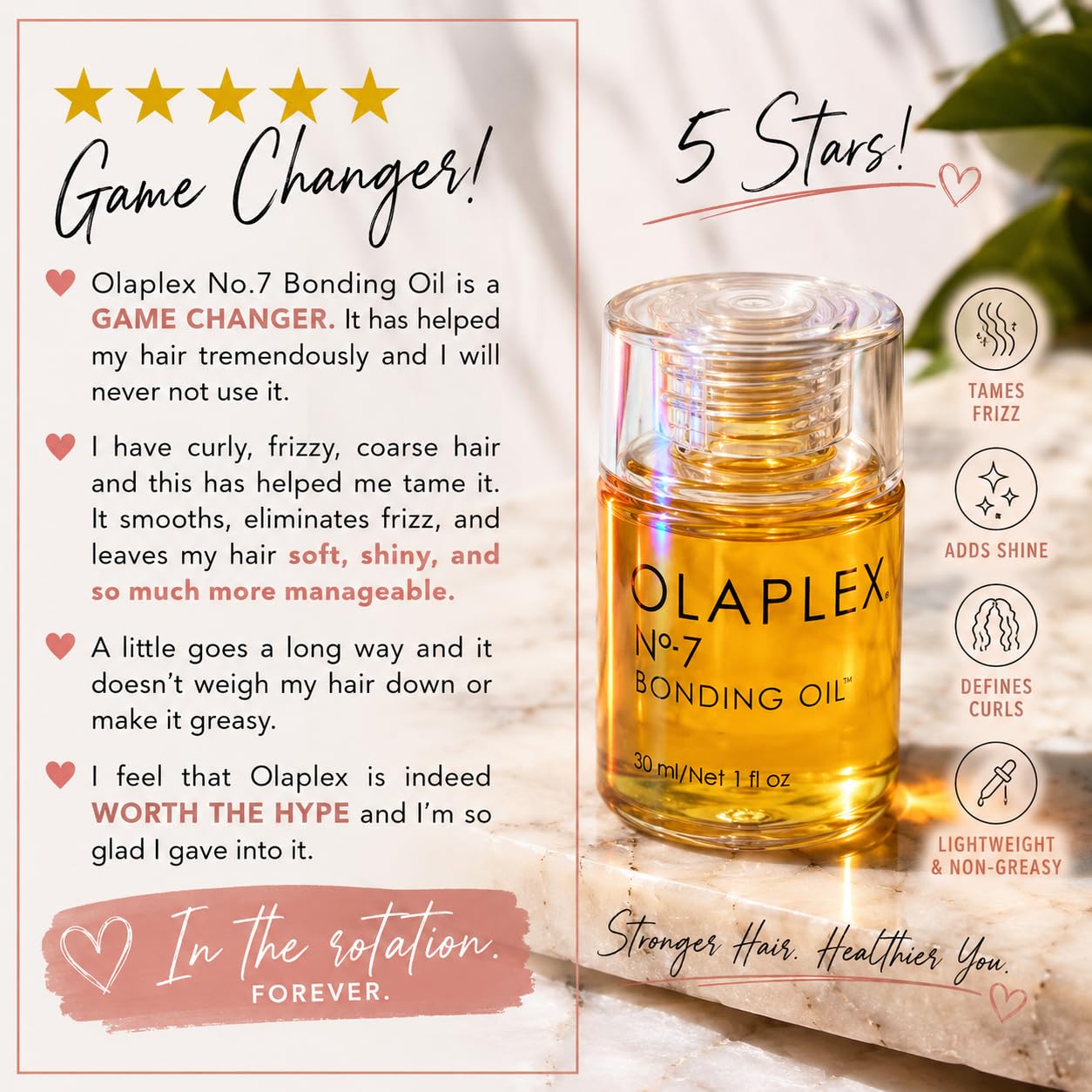 Olaplex N°.7 Bonding Oil: High Shine | Heat Protectant, Visibly Smooths & Softens Hair, Added Color Vibrancy, Up to 72 Hour Frizz Control customer photo 1