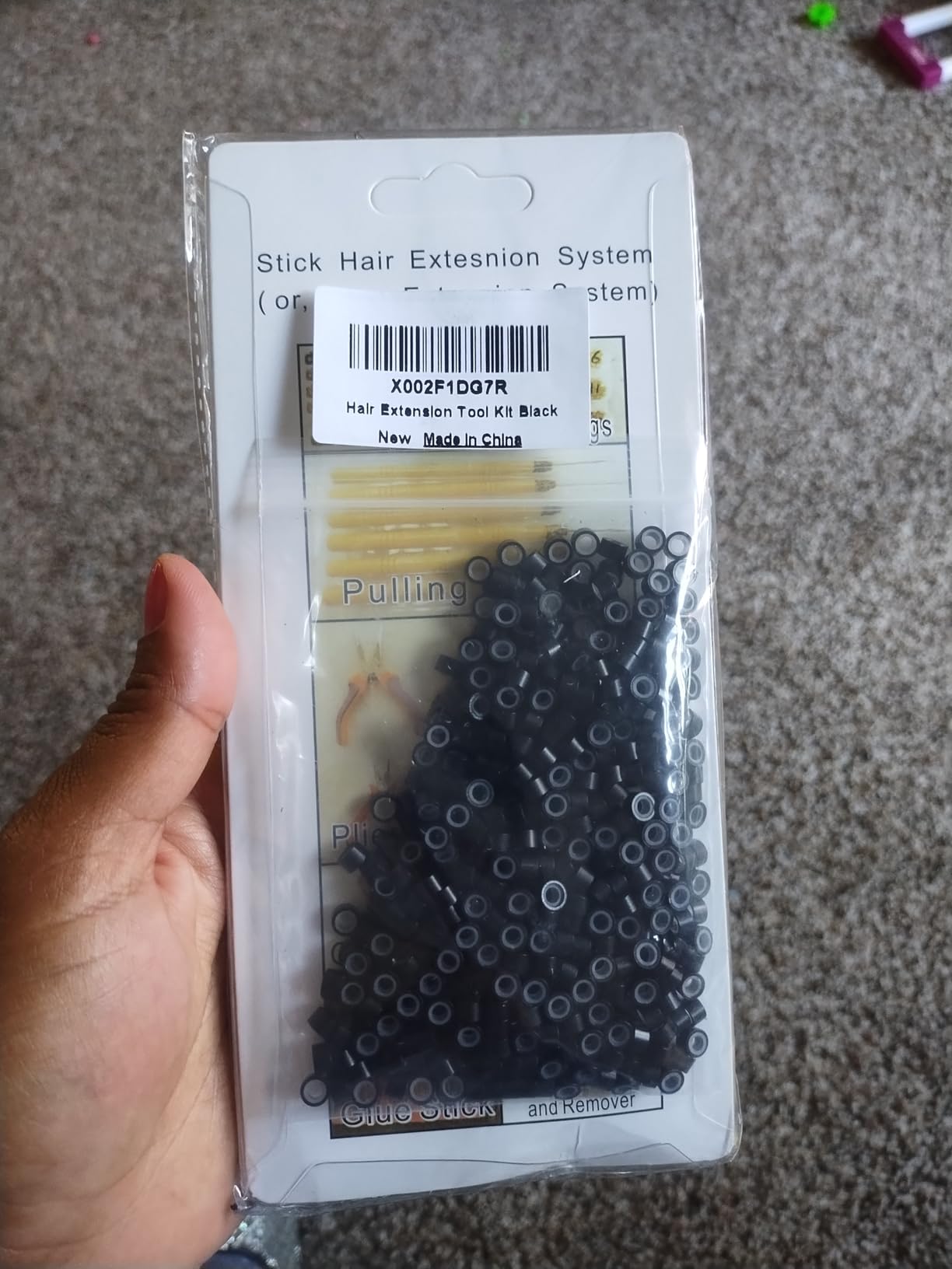Orgrimmar 500 PCS Hair Extension Tool Kits Professional Hair Styling Black | Remove Pliers Pulling Hook Micro Silicone Rings Bead Device Hair Extension Tools Accessory customer photo 2