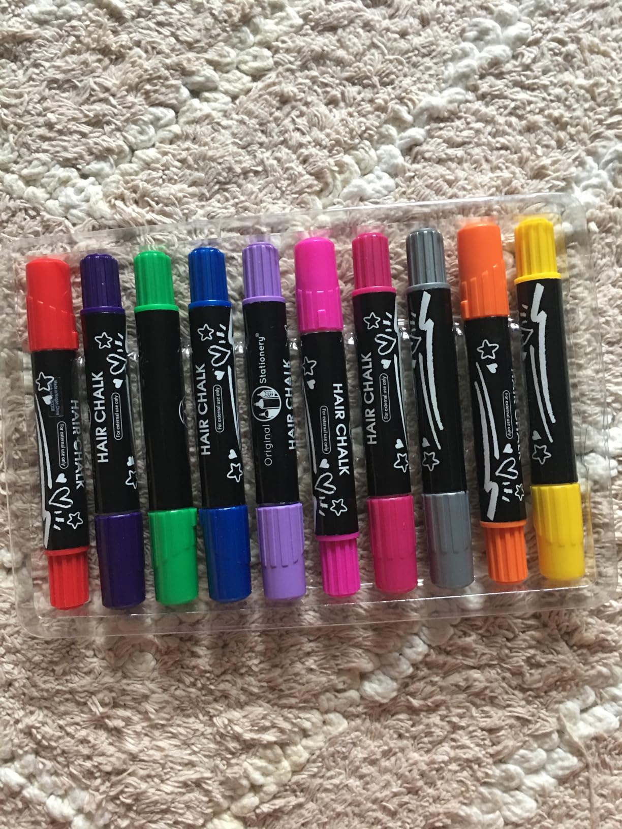 Original Stationery Hair Chalk Pens for Girls Ages 7+, 10-Pack Washable Temporary Hair Color Set for Kids with Metallic & Vibrant Shades, Fun Creative Activity, Birthday Gift customer photo 2