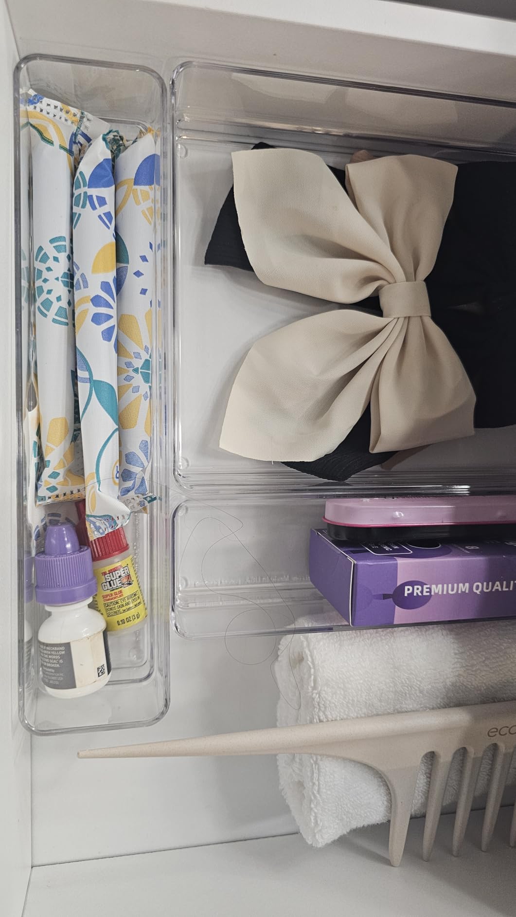 SimpleSort 10-Piece Stackable Clear Drawer Organizer Set | Multi-size Trays | Makeup Vanity Storage Bins and Office Desk Drawer Dividers | Made in USA customer photo 2