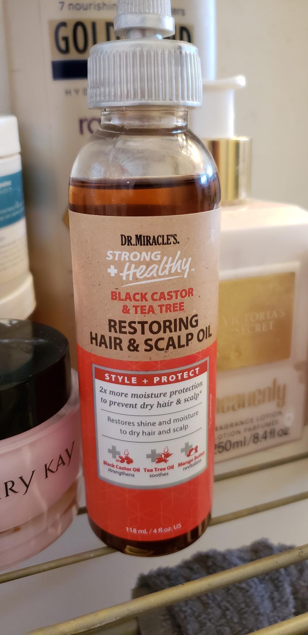Dr. Miracle's Strong & Healthy Restoring Oil with Black Castor Oil, Tea Tree Oil, and Mango Butter for 2x Moisture - 4oz customer photo 1