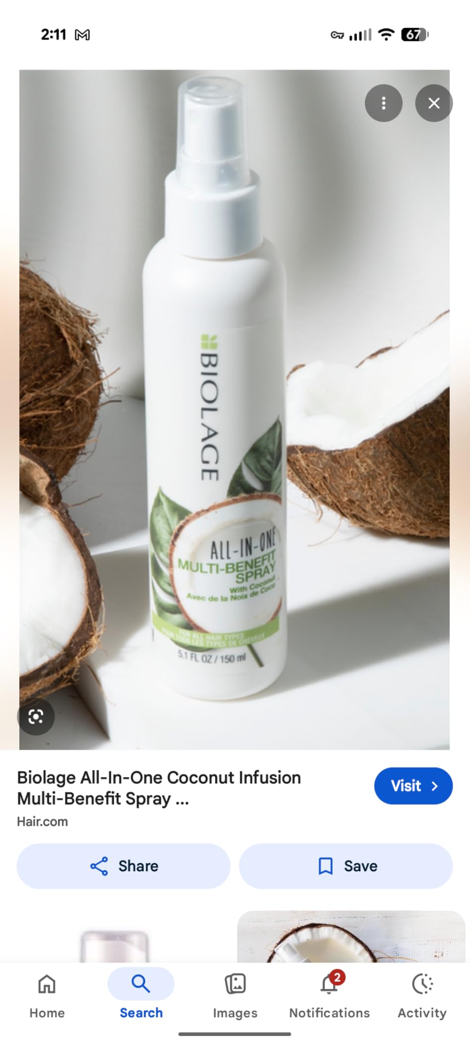 Biolage All-In-One Multi-Benefit Spray - Leave-In Treatment For Fine to Thick Hair, Prevents Breakage, Heat Protectant, Shine, Frizz Control, For All Hair Types, Coconut Oil, Vegan & Paraben-Free customer photo 1
