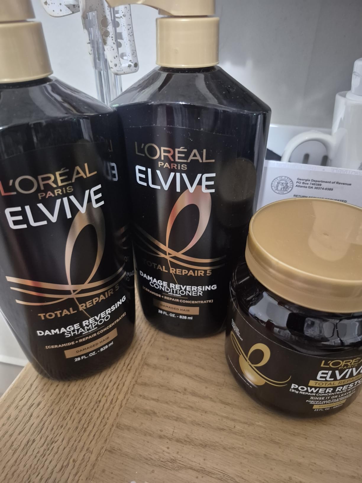 L'Oreal Paris Elvive Total Repair 5 Damage Reversing Shampoo and Conditioner Set for Dry and Damaged Hair, Hair Repair Formula with Protein and Ceramide, 56 Fl Oz Set customer photo 1