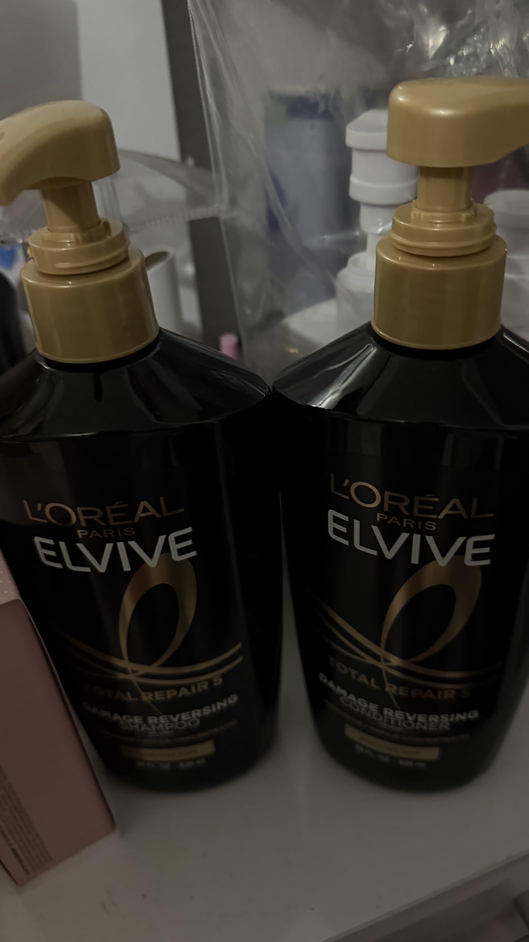 L'Oreal Paris Elvive Total Repair 5 Damage Reversing Shampoo and Conditioner Set for Dry and Damaged Hair, Hair Repair Formula with Protein and Ceramide, 56 Fl Oz Set customer photo 2