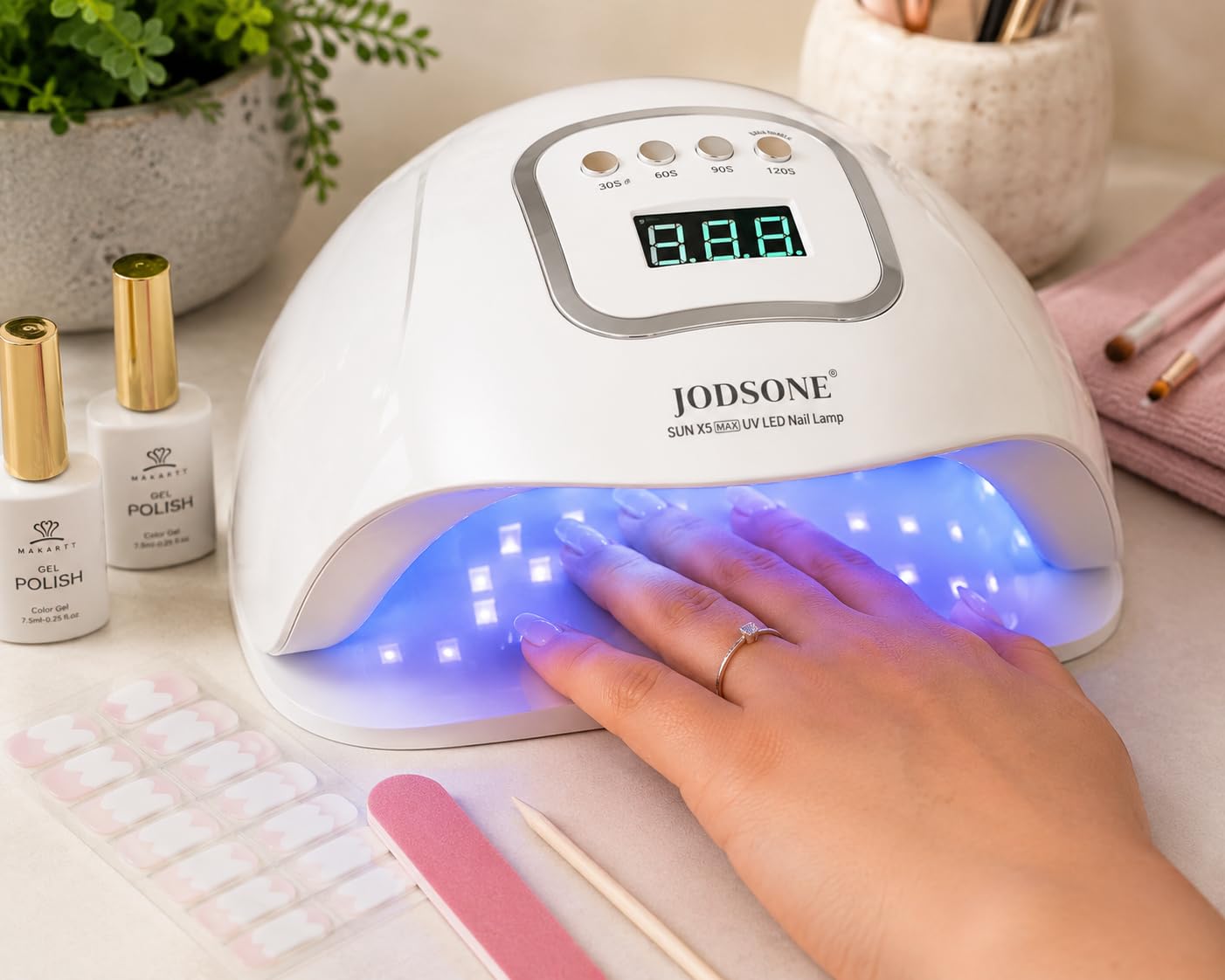 JODSONE UV LED Nail Lamp, Nail Dryer for Gel Polish, Led Light with Automatic Sensor & 4 Timers customer photo 1