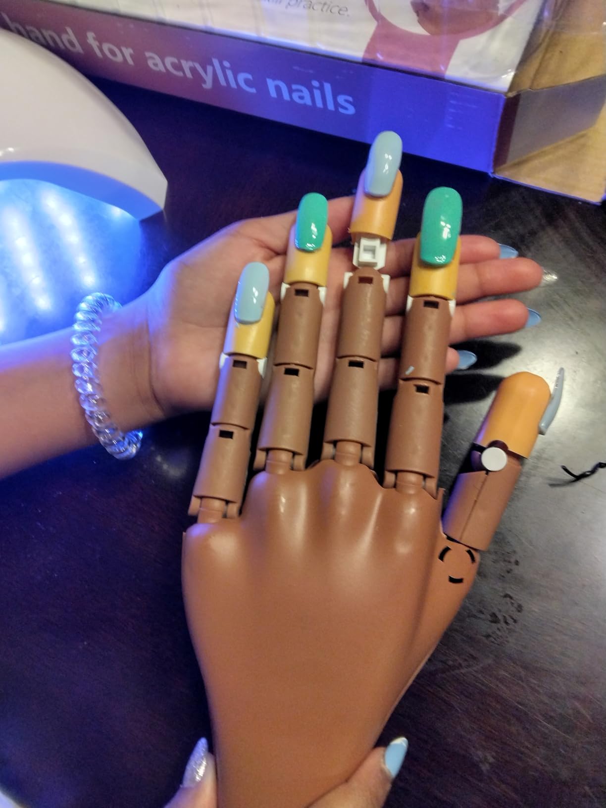 LIONVISON Practice Hand for Acrylic Nails, Flexible Nail Practice Hands Training Kits, Fake Manican Hands for Nails Practice, Movable Nail Maniquin Hand with 300PCS Nail Tips, File, Brush and Clipper customer photo 2